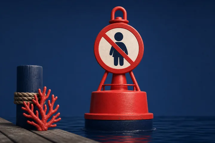 Age restriction buoy on the pier