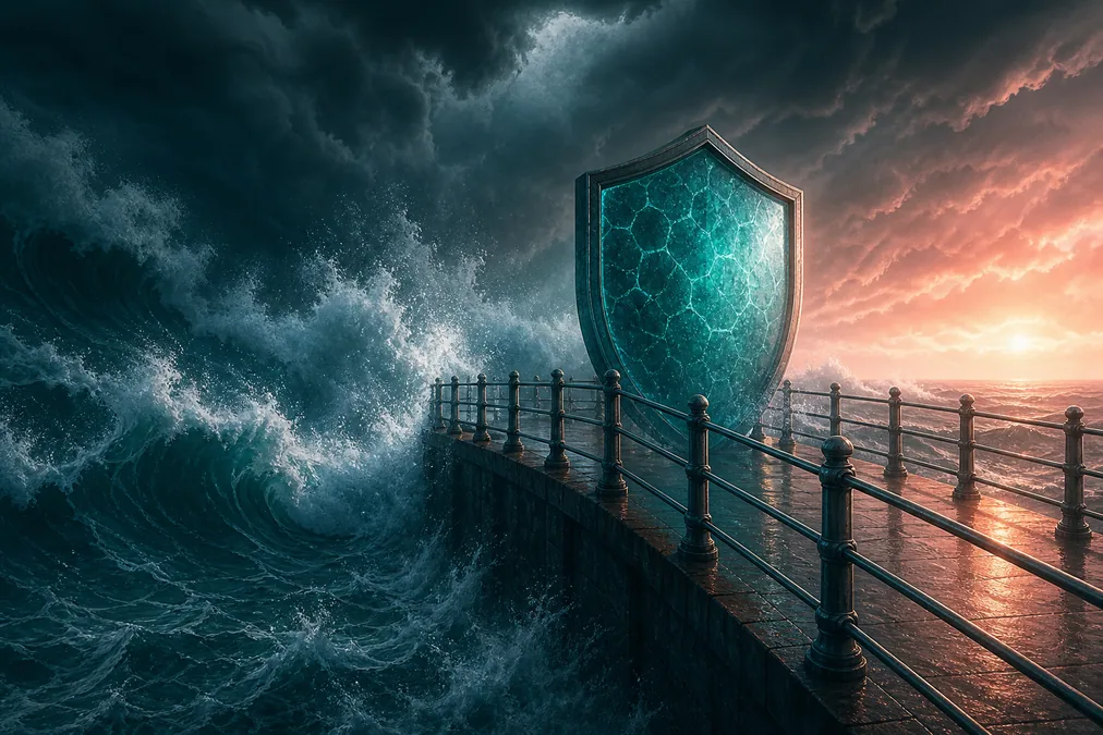 Pier railings shield symbolising data security